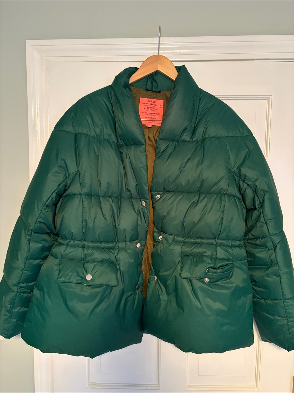 J. Crew Women's Emerald Green Quilted Puffer Jacket